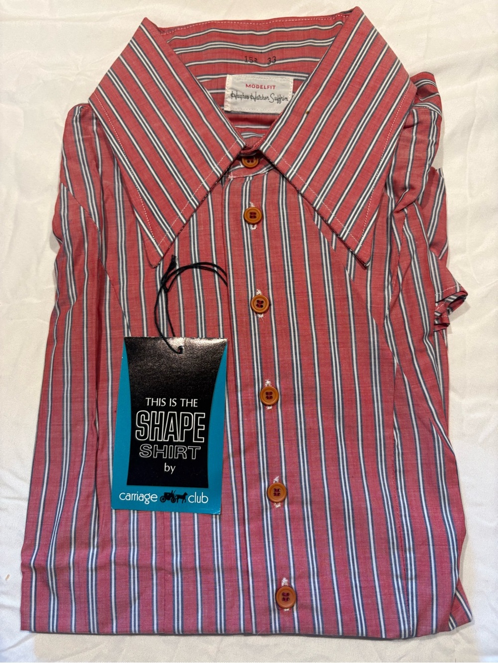 Red Striped Casual Button-Down Shirt